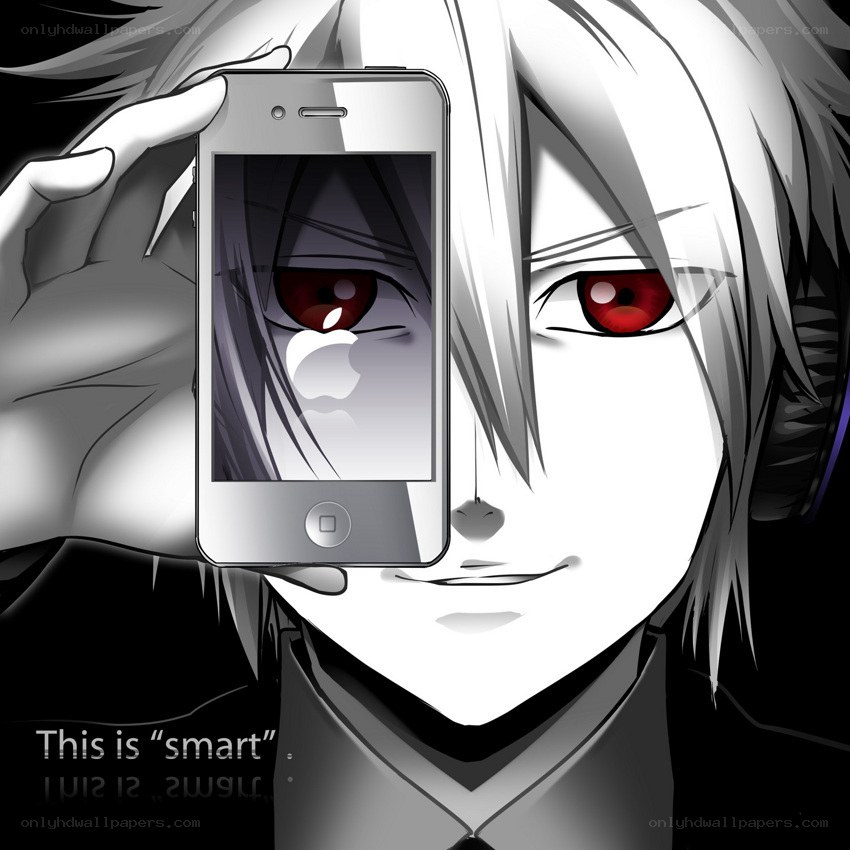 anime character with smartphone