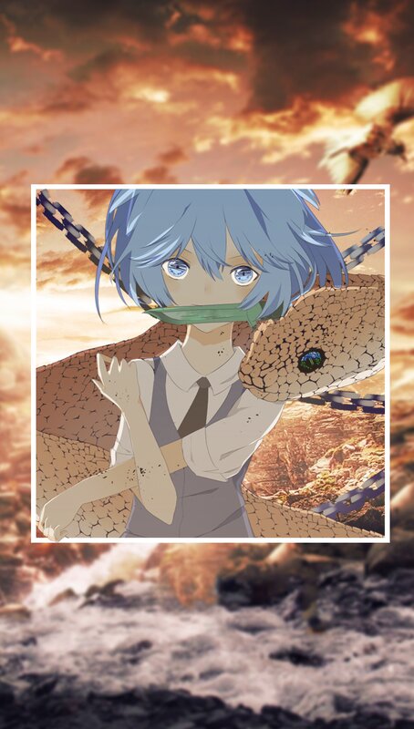 Anime Character with Snake — Blue, Dramatic
