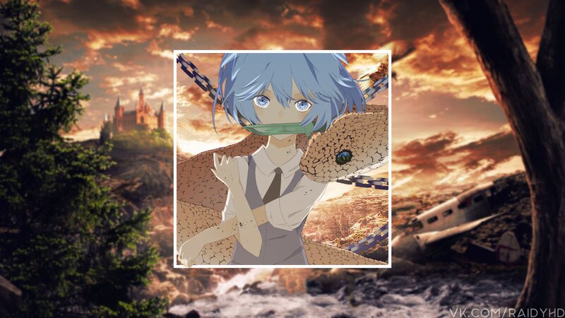 Anime Character with Snake — Blue