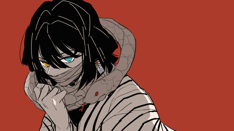 Anime Character with Snake — Red