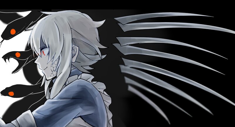 Anime Character with Snakes — Black, Dark