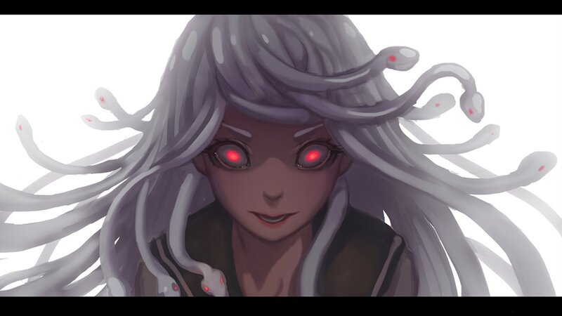 Anime Character with Snakes — Gray