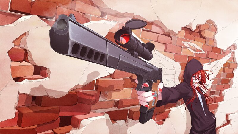 Anime character with sniper pistol