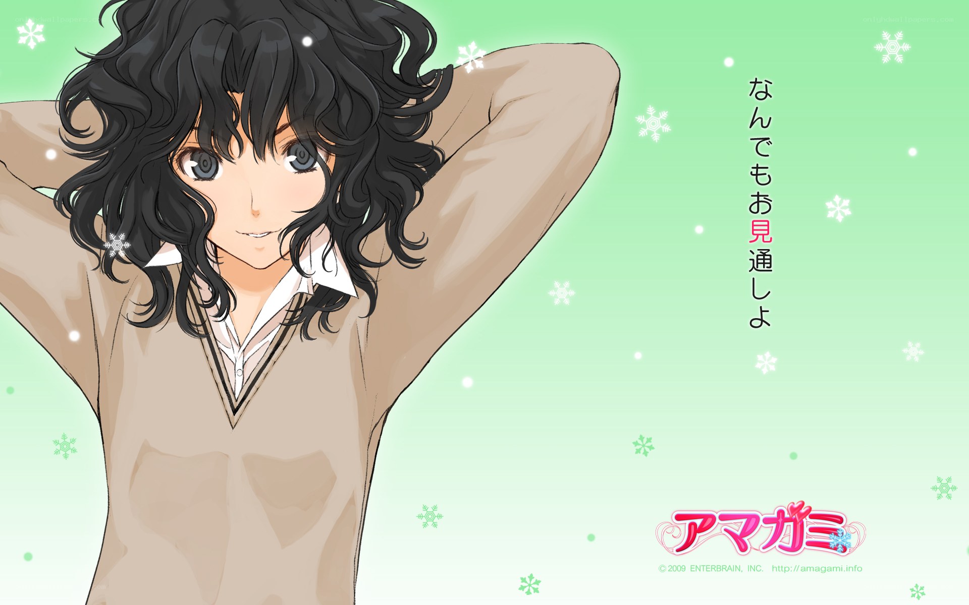 Anime character with snowflakes
