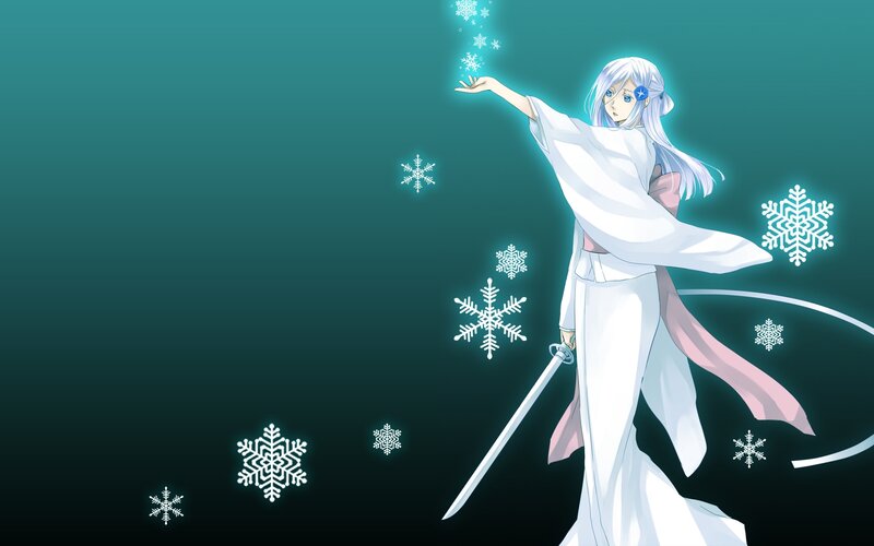 anime character with snowflakes