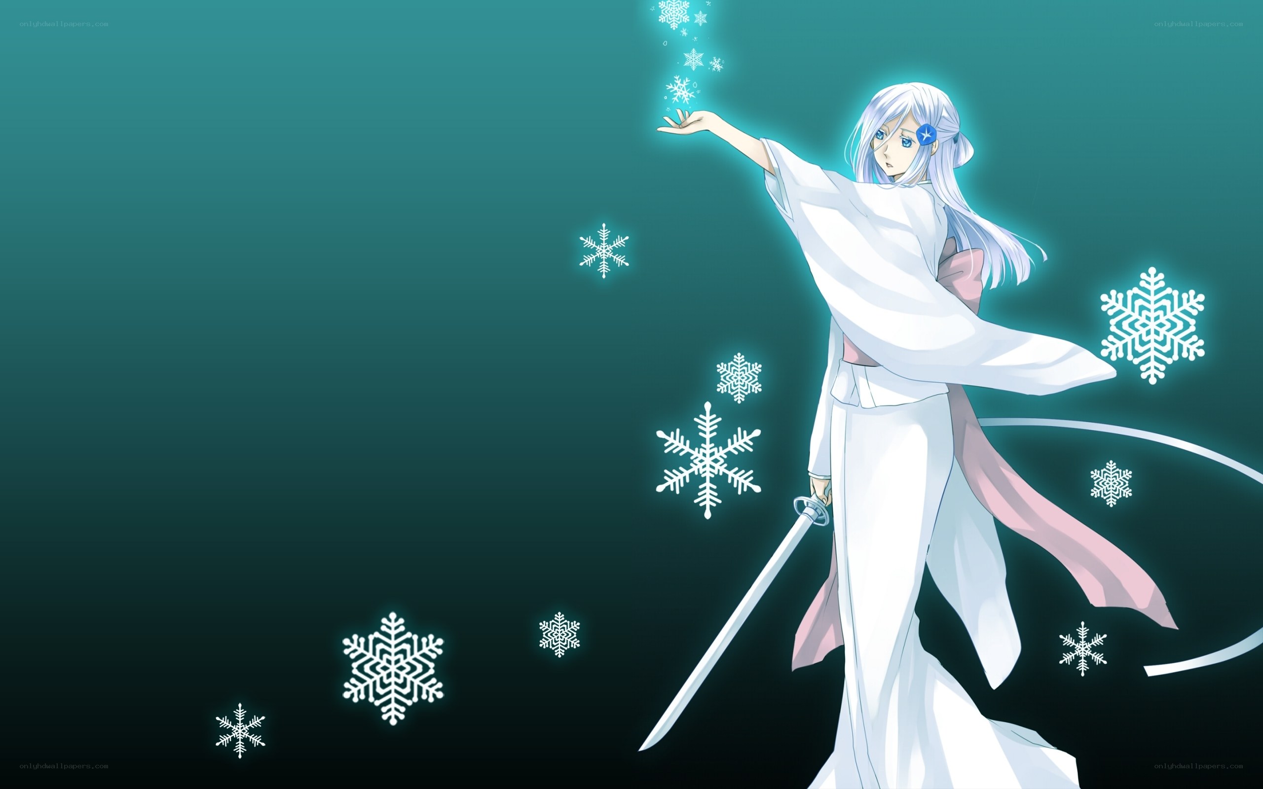 anime character with snowflakes