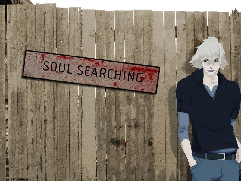 Anime character with soul searching sign