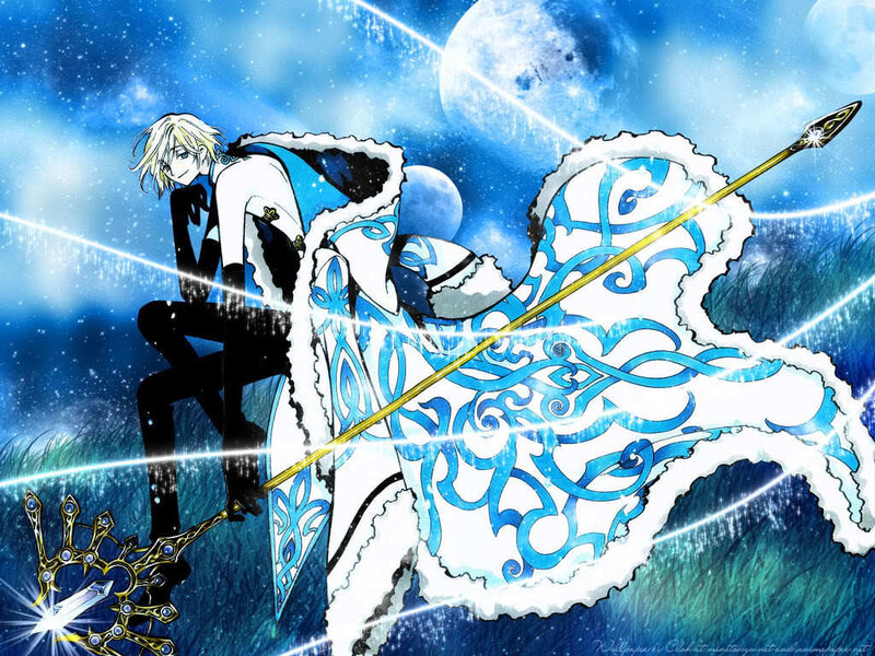 Anime character with spear and crown