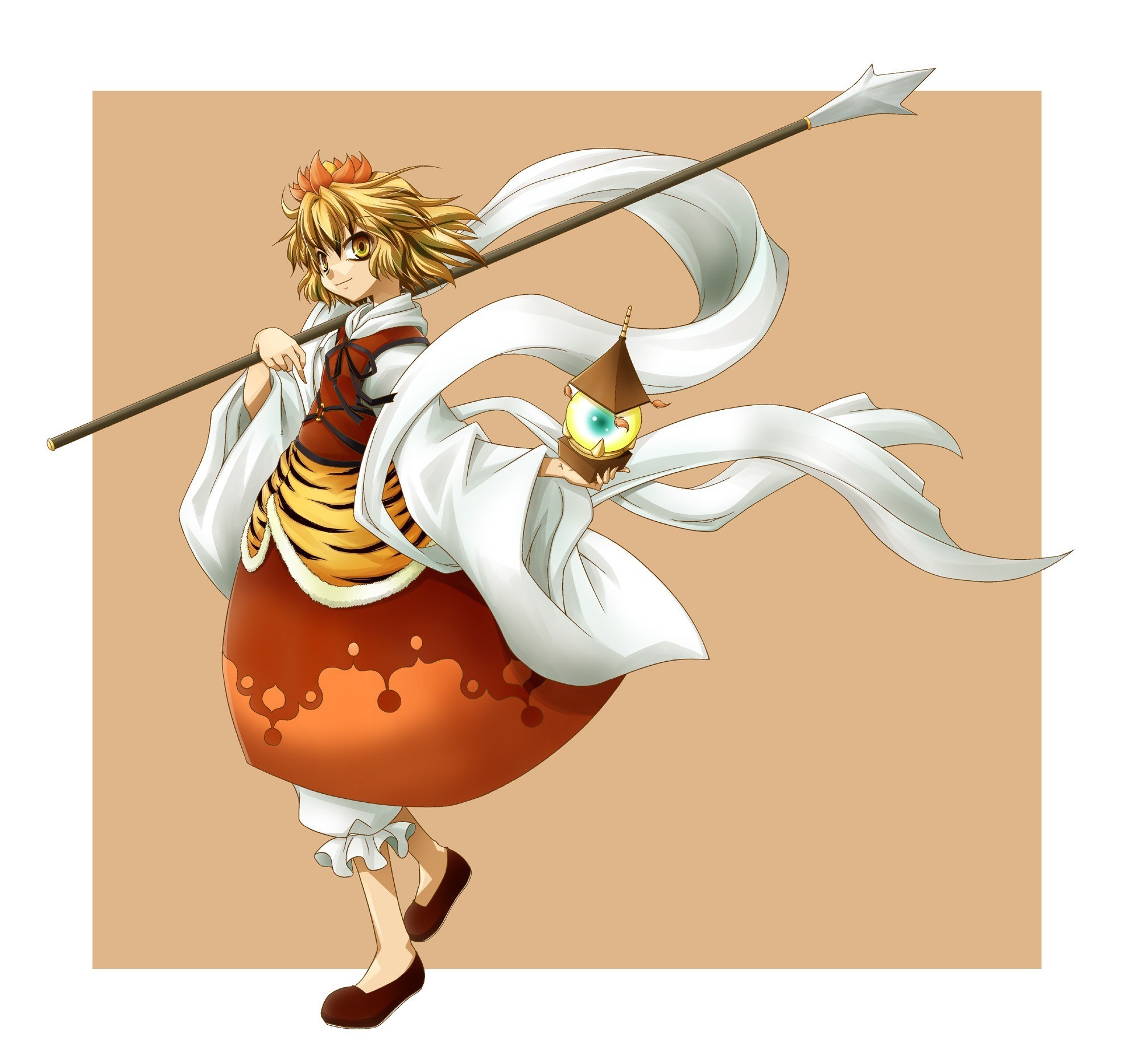 Anime character with spear and lantern
