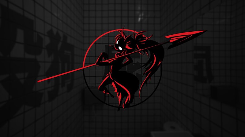 Anime Character with Spear — Black, Dramatic, Digital Art, Circle