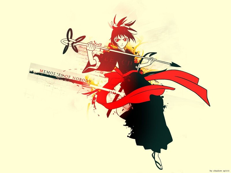 Anime Character with Spear — Black, Dramatic