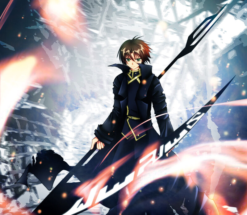 Anime Character with Spear — Black