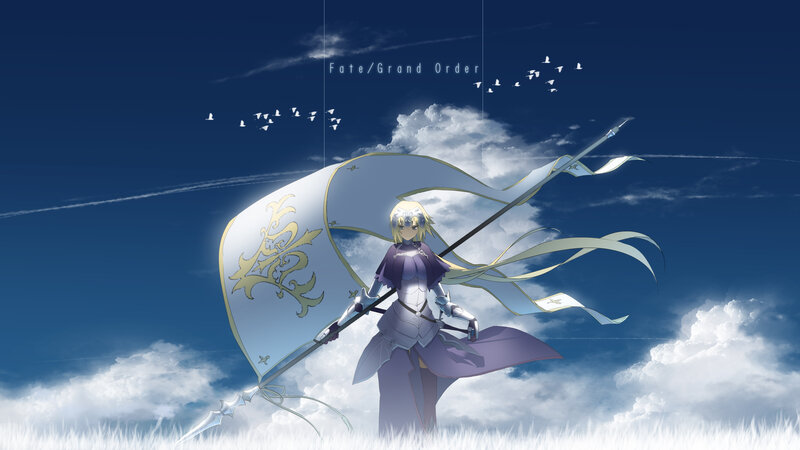 Anime Character with Spear — Blue, Dramatic, Afternoon