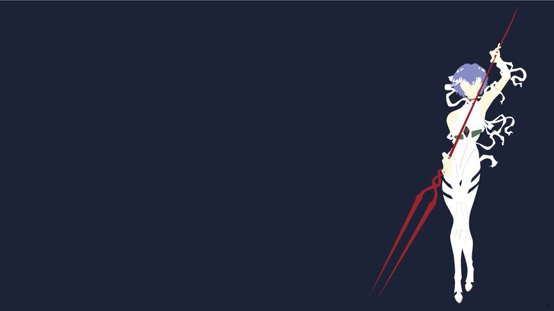 Anime Character with Spear — Dark Blue, Dramatic