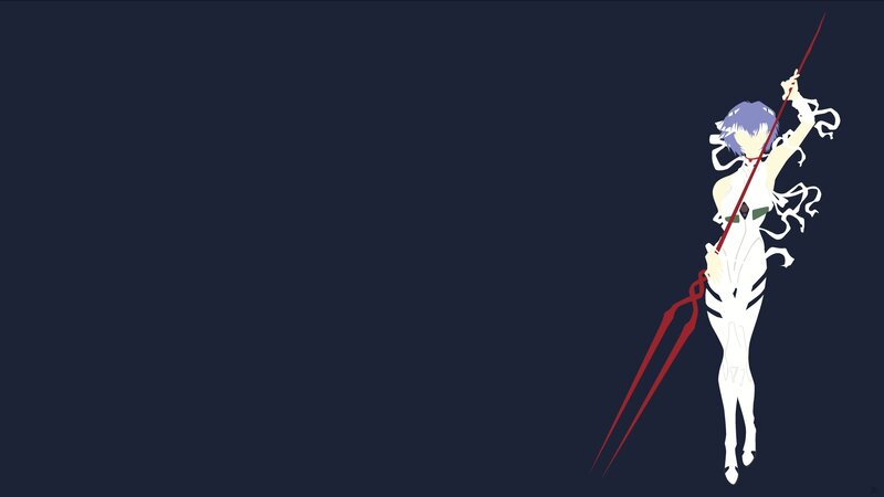 Anime Character with Spear — Dark Blue