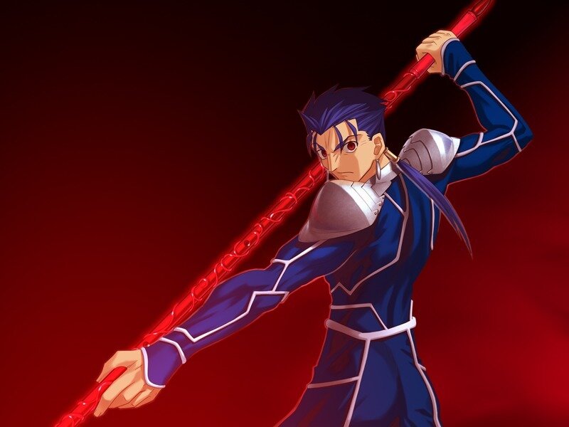 Anime Character with Spear — Red