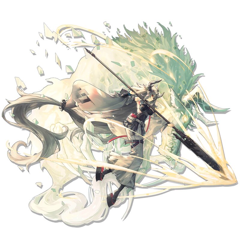 Anime Character with Spear — White