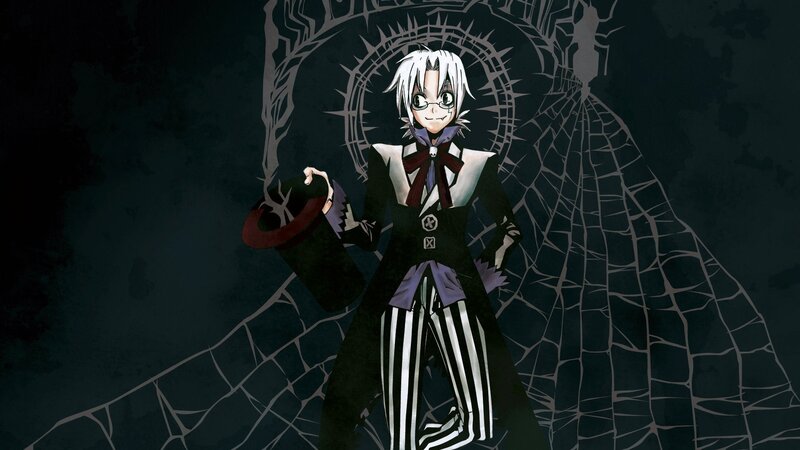 anime character with spider web background