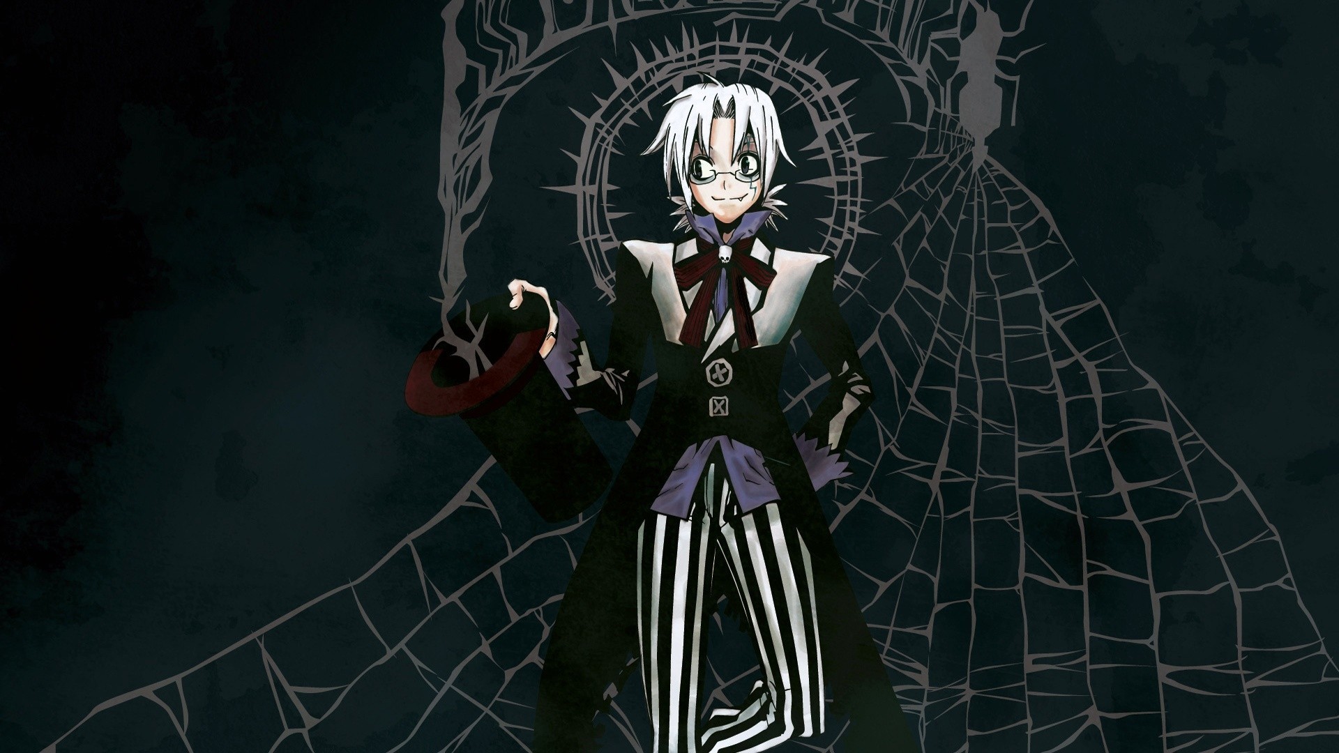 anime character with spider web background