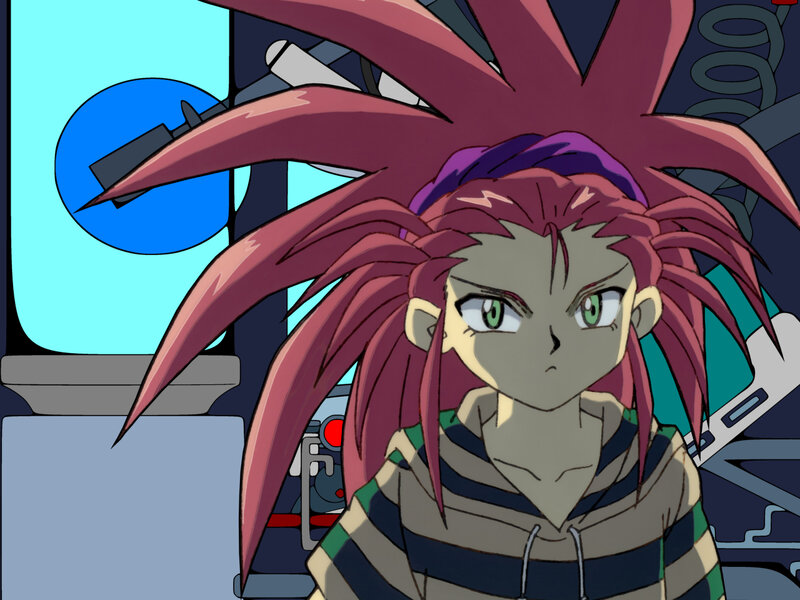 anime character with spiky hair