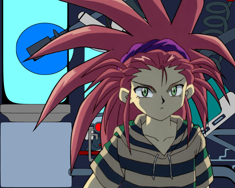 anime character with spiky hair