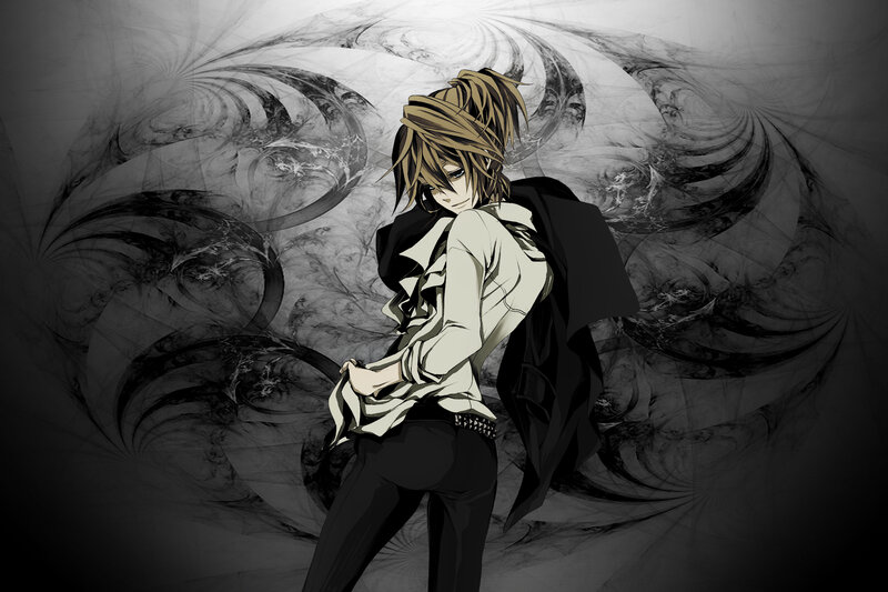 Anime Character with Spiky Hair — Black, Dramatic, Black Coat