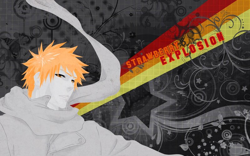 Anime Character with Spiky Hair — Black, Dramatic, Digital Art, Spiky Orange Hair