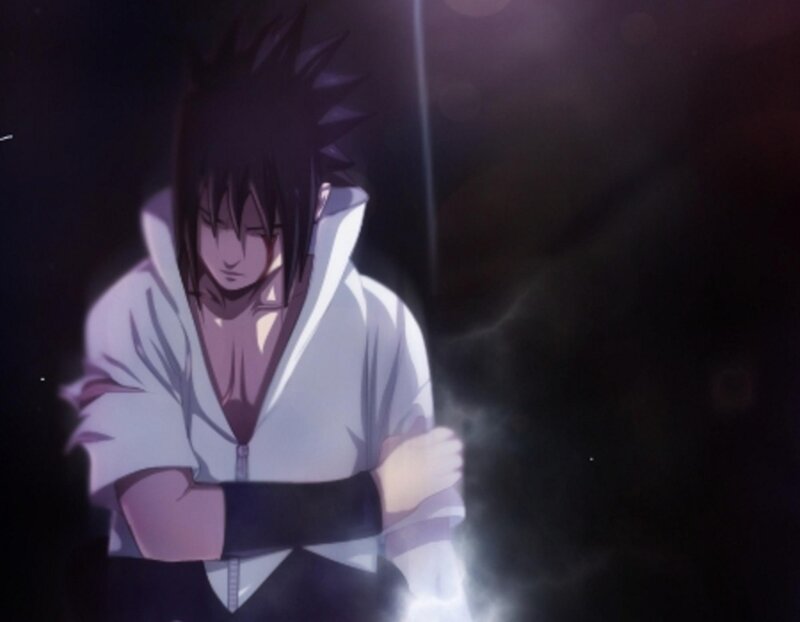 Anime Character with Spiky Hair — Black, Dramatic, Night