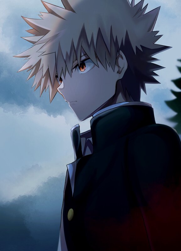 Anime Character with Spiky Hair — Blue, Dramatic, Spiky Hair, School Uniform