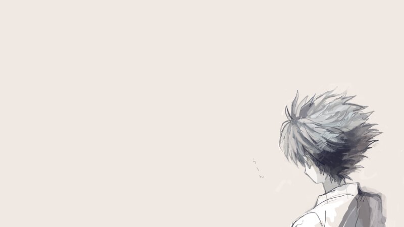 Anime Character with Spiky Hair — Gray, Calm