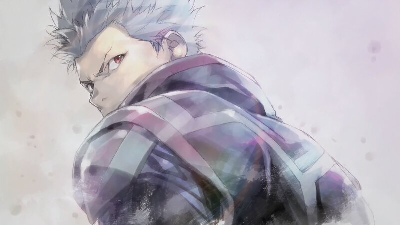 Anime Character with Spiky Hair — Gray, Dramatic, Manga