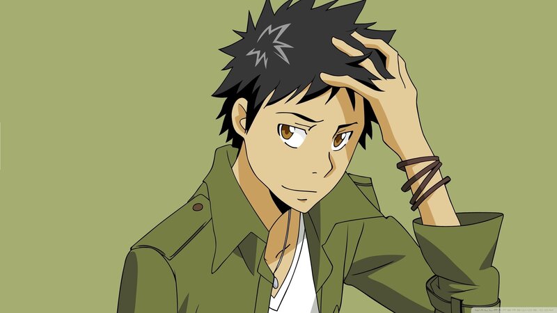 Anime Character with Spiky Hair — Green, Neutral
