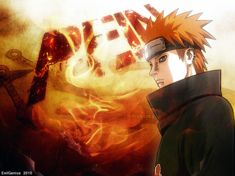Anime Character with Spiky Hair — Orange, Dramatic, Digital Art