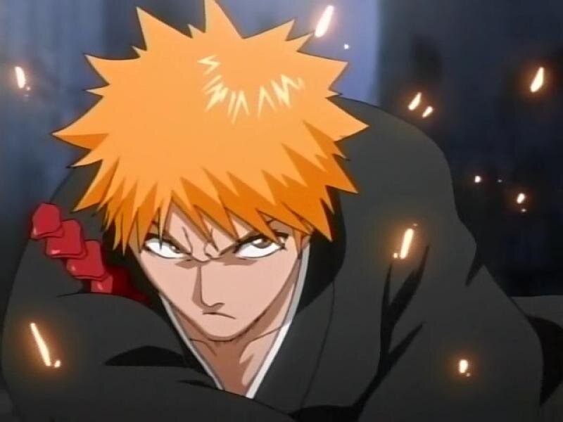 Anime Character with Spiky Hair — Orange, Dramatic, Night