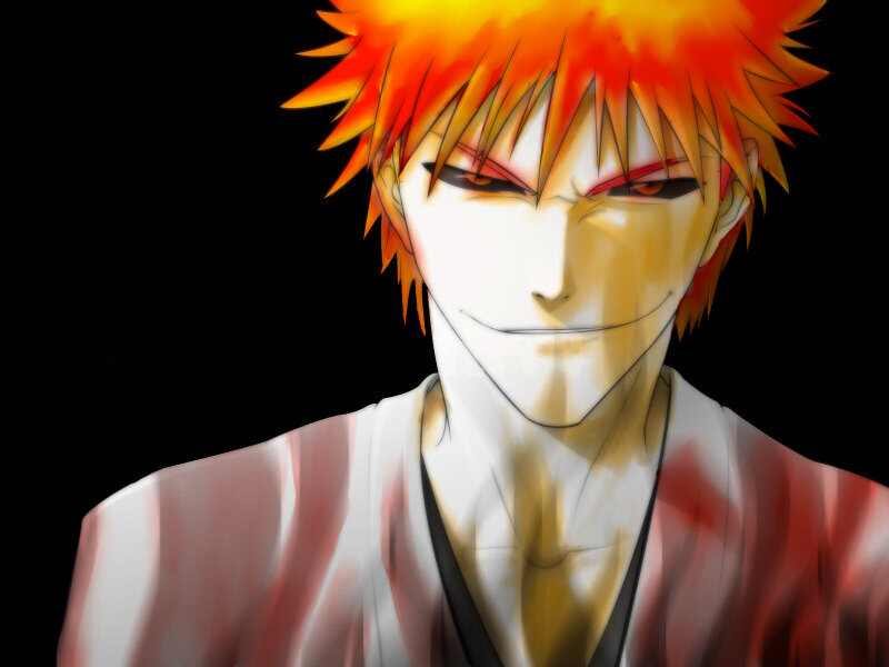Anime Character with Spiky Hair — Orange, Dramatic, Spiky Hair, White Face Paint