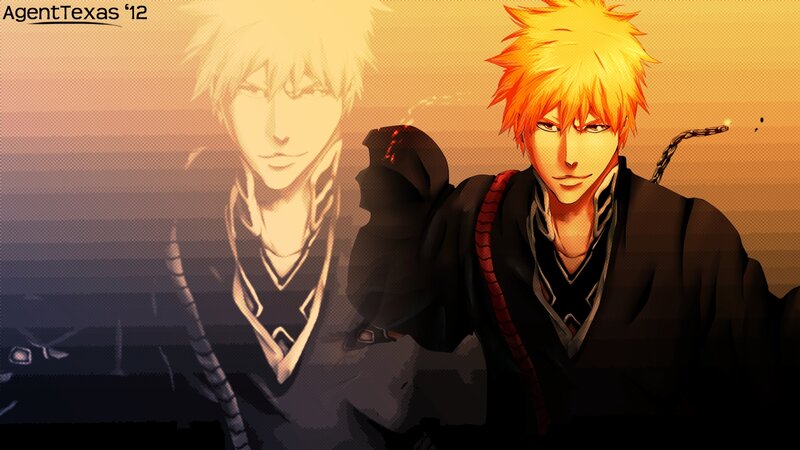 Anime Character with Spiky Hair — Orange, Dramatic, Sunset, Spiky Hair