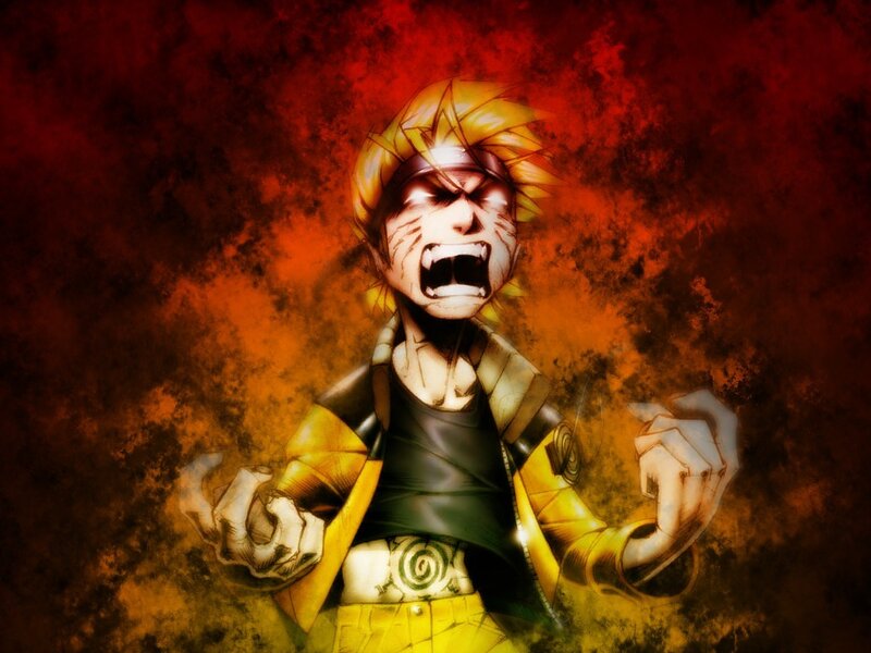 Anime Character with Spiky Hair — Red, Dramatic