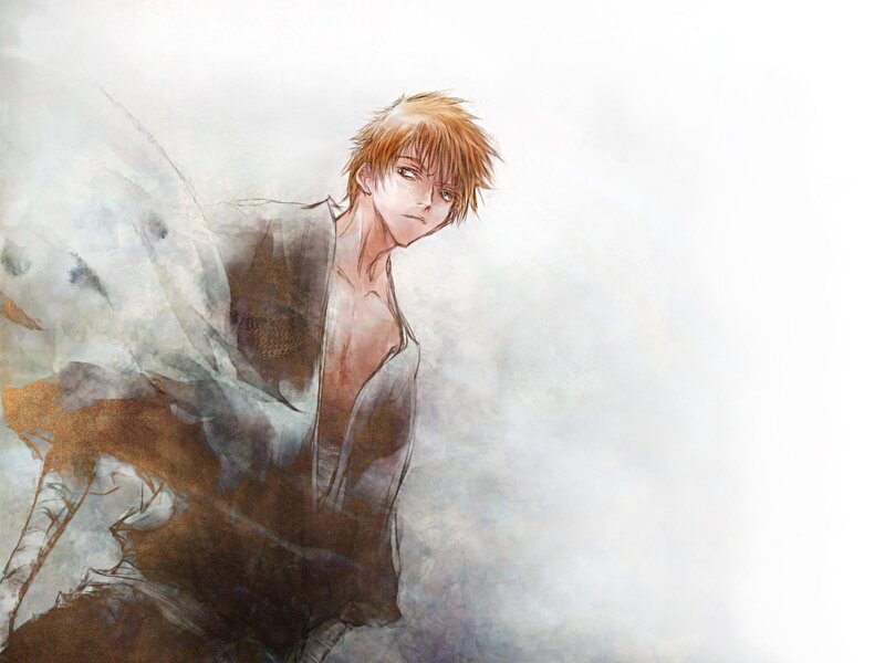 Anime Character with Spiky Hair — White, Dramatic