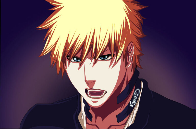 Anime Character with Spiky Hair — Yellow, Dramatic