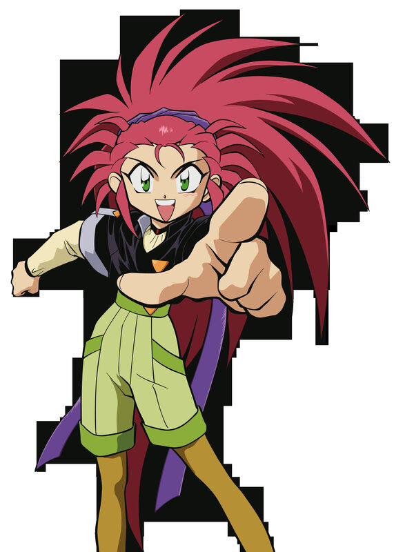 anime character with spiky red hair