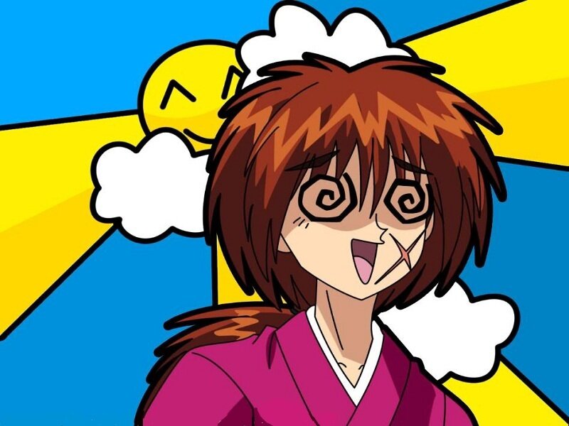 Anime Character with Spiral Eyes — Blue