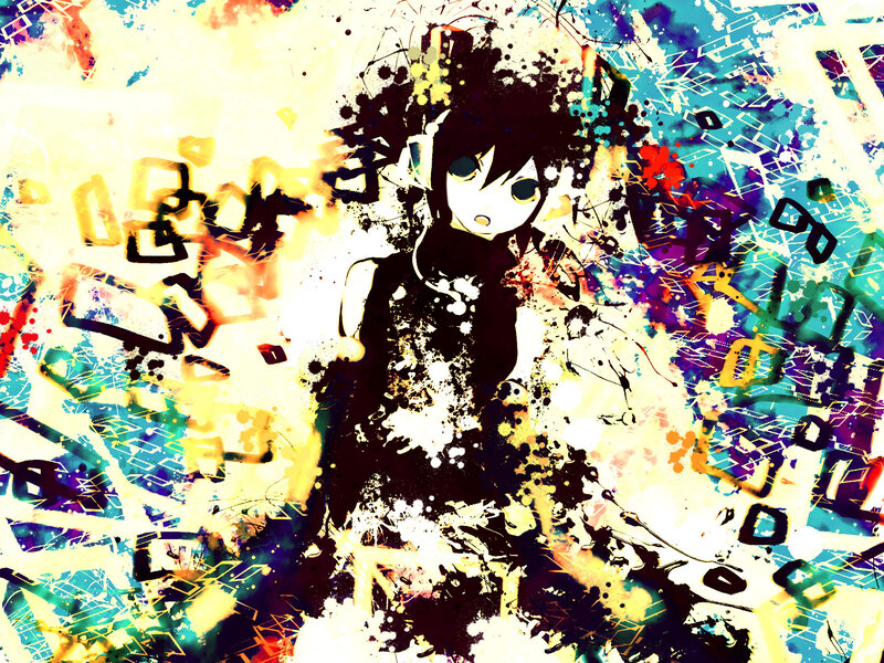 anime character with splatter art