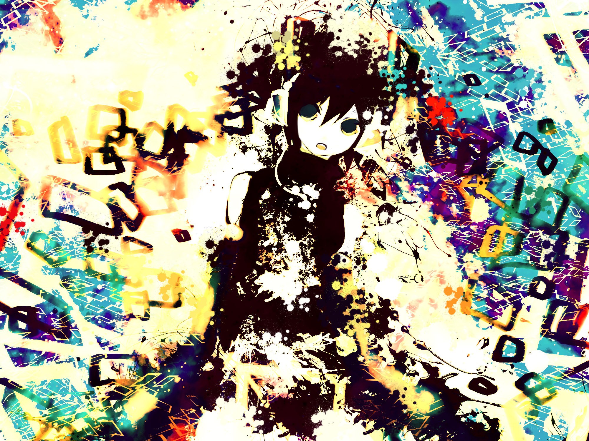 anime character with splatter art