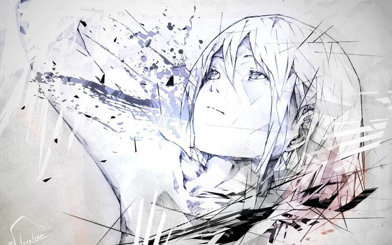 anime character with splattered art