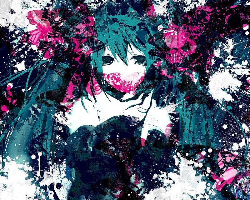 Anime Character with Splattered Art — Teal