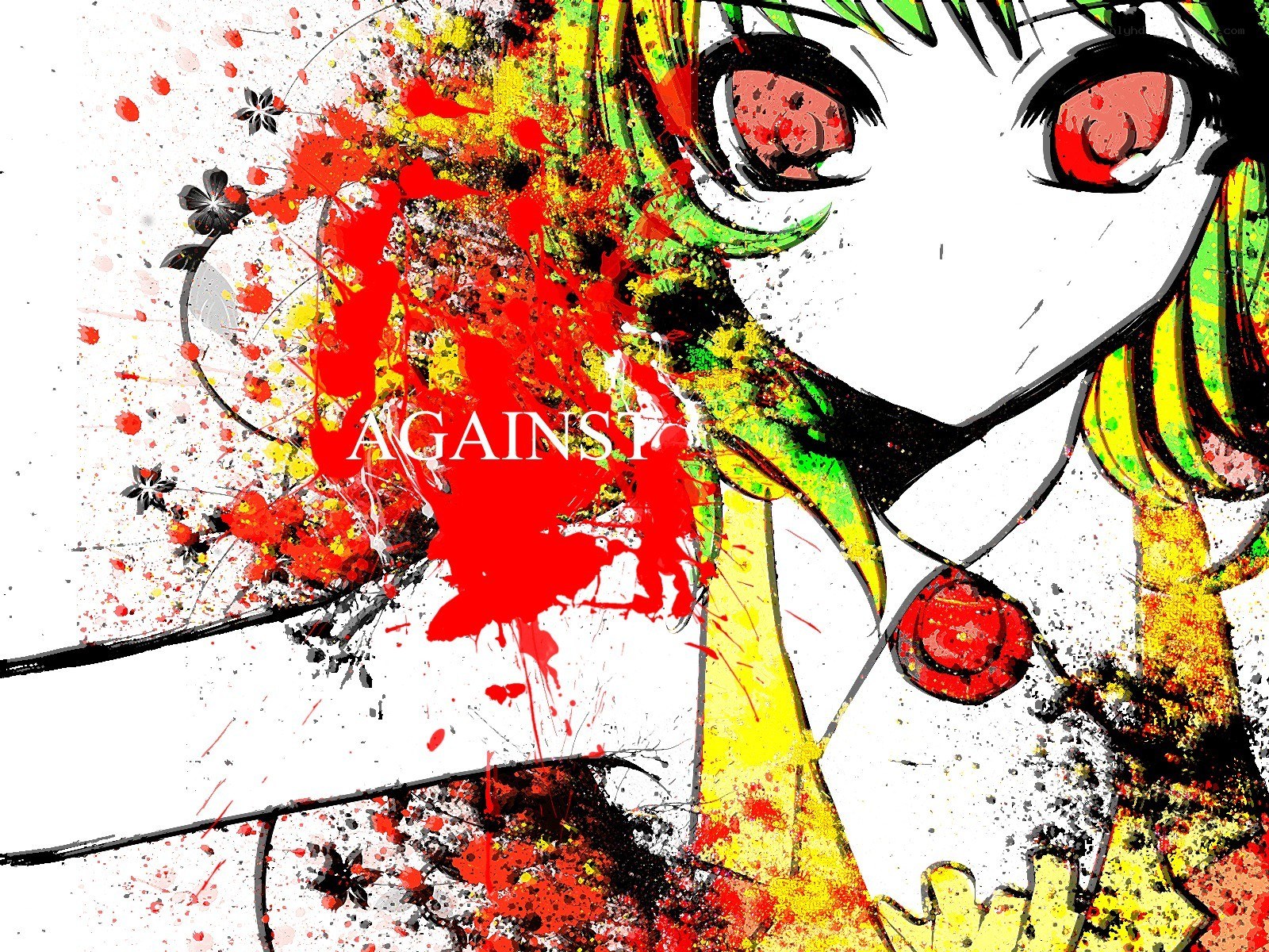anime character with splattered art