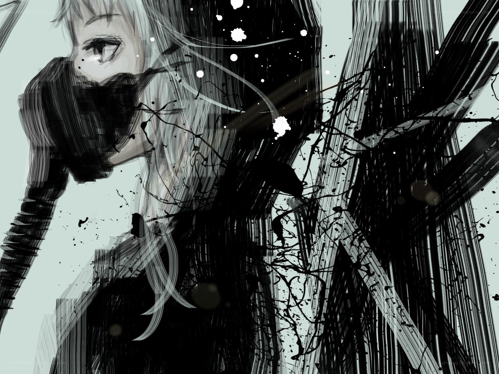 anime character with splattered ink