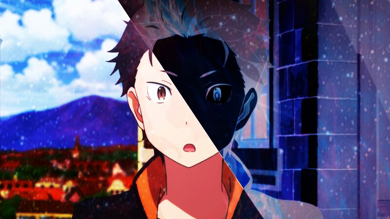 Anime Character with Split Face — Blue