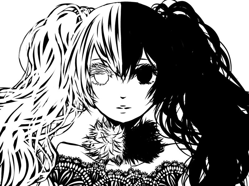 Anime Character with Split Hair — Black