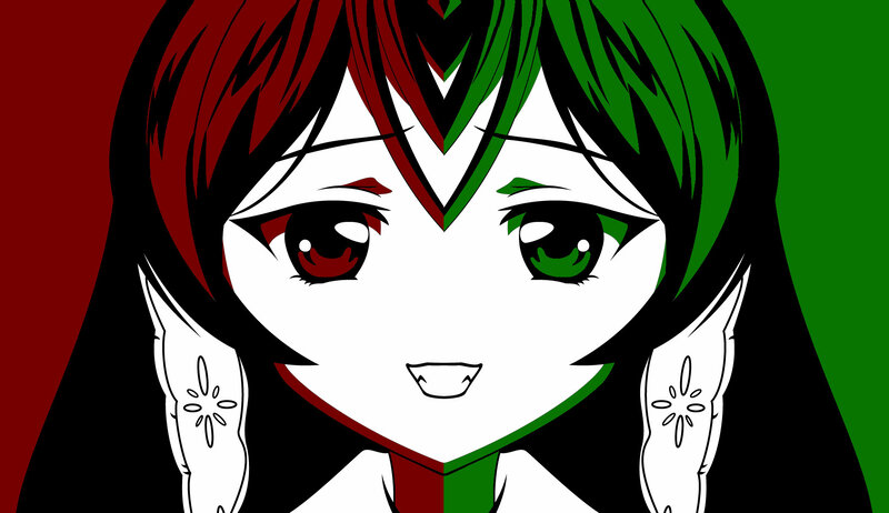 anime character with split hair